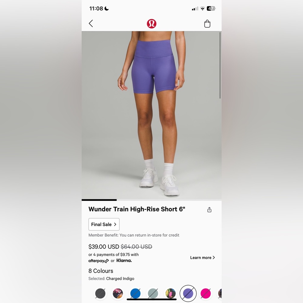 LULULEMON SIZE 6 Wunder trains 6in